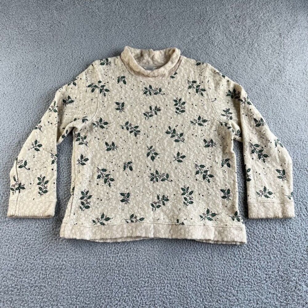 NEW Vintage Christopher & Banks Sweater Womens Extra Large Beige Floral Cottage